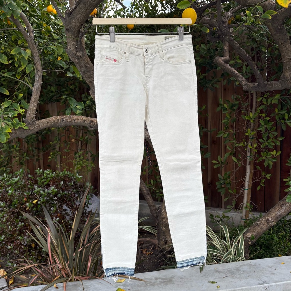 Diesel White Super Low Rise Slim-Skinny Jeans